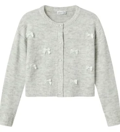 Name It Cardigan - Strik - NkfKarin - Lysegråmeleret/Sløjfer