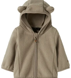 Name It Fleecejakke - NbnMeeko - Timber Wolf m. Ører