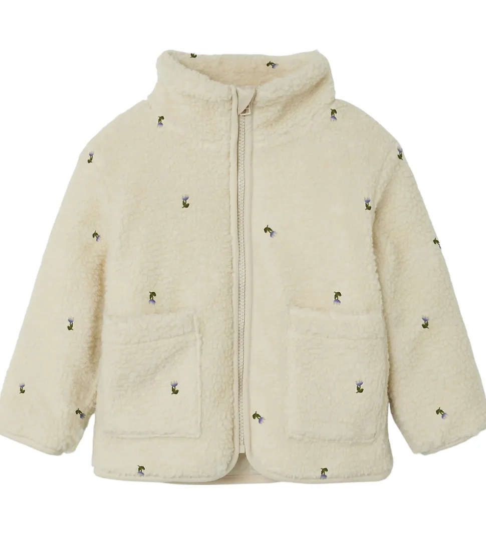 Name It Fleecejakke - Teddy - NmnMagot - Fog/Flower