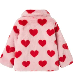 Name It Jakke - Imiteret Pels - NmfMindy - Nosegay m. Hjerter