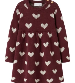 Name It Kjole - Strik - NbfOana - Burgundy/Peyote Heart
