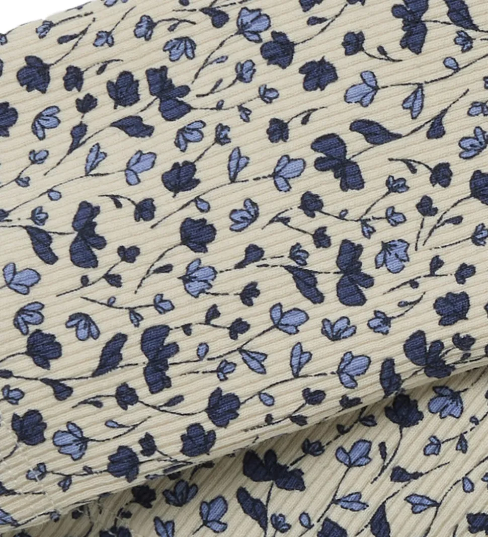 Name It Leggings - Rib - NmfNelia - Parchment m. Blomster