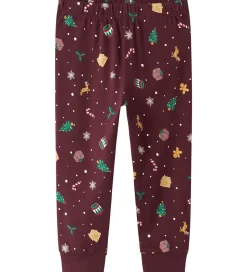 Name It Nattøj - 2-Delt - NmnVismas - Burgundy/Xmas - AOP