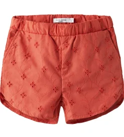 Name It Shorts - NmfVioleta - Spiced Coral m. Broderi Anglaise