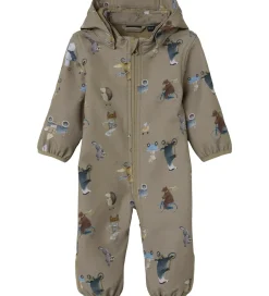 Name It Softshelldragt m. Fleece - NbnAlfa08 - Silver Mink/GO