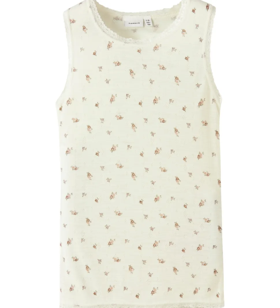 Name It Tanktop - Uld - NkfWang - Snow White/Small flowers