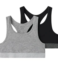 Name It Toppe - Noos - NkfShort - 2-pak - Sort/Gråmeleret