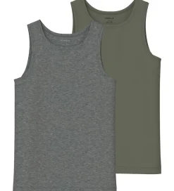 Name It Undertrøjer - Noos - NkmTank - 2-pak - Tea Leaf/Dark Gre