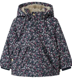 Name It Vinterjakke - NmfSnow05 - Dark Sapphire m. Blomster