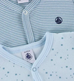 Petit Bateau Natdragt - 2-pak - Blå m. Stjerner/Striber