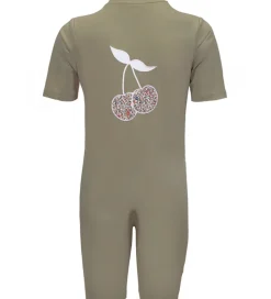 Petit Crabe Badeheldragt - Noe - UV50+ - Olive m. Kirsebær