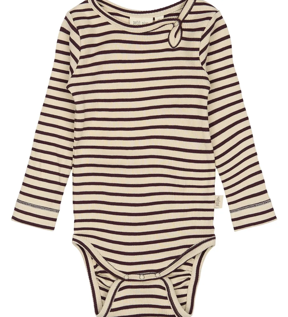 Petit Piao Body l/æ - Rib - Dark Grape/Off White