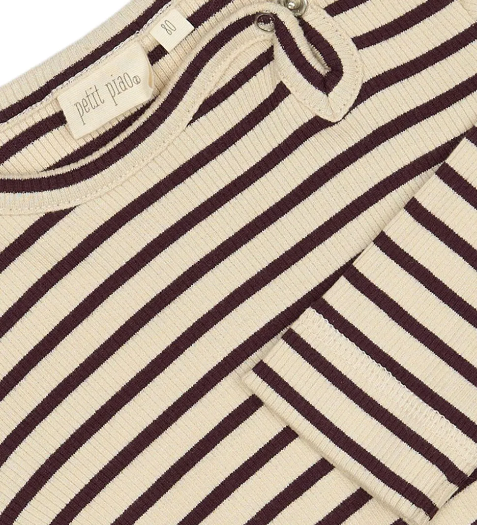 Petit Piao Body l/æ - Rib - Dark Grape/Off White