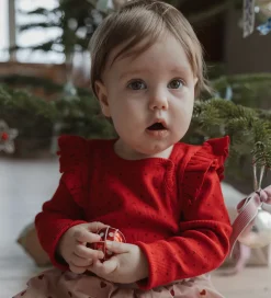 Petit Piao Body l/æ - Rib - Modal - Frill - Jet Red/Biking Red