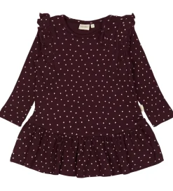 Petit Piao Kjole - Rib - Modal - Dark Grape m. Hjerter