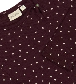 Petit Piao Kjole - Rib - Modal - Dark Grape m. Hjerter