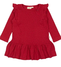 Petit Piao Kjole - Rib - Modal - Frill - Jet Red/Biking Red