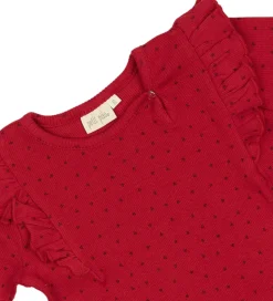 Petit Piao Kjole - Rib - Modal - Frill - Jet Red/Biking Red