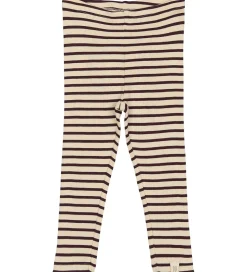Petit Piao Leggings - Rib - Modal - Dark Grape/Off White