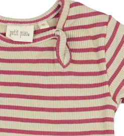 Petit Piao Sommerdragt - Rib - Modal - Light Berry/Dark Off Whit