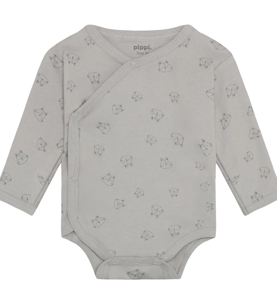 Pippi Baby Slå-om Bodyer l/æ - 4-pak - Rainy Day