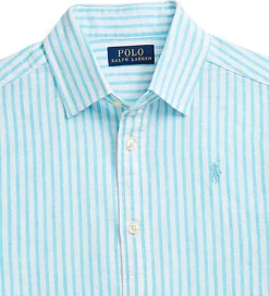 Polo Ralph Lauren Skjorte - Hør - Lyseblå/Hvidstribet