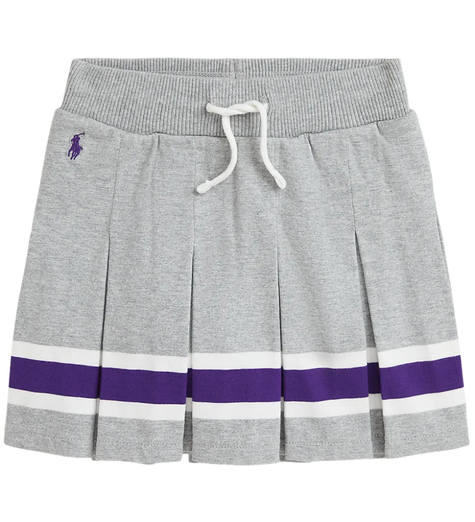 Polo Ralph Lauren Tennisnederdel - Gråmeleret m. Lilla/Hvid