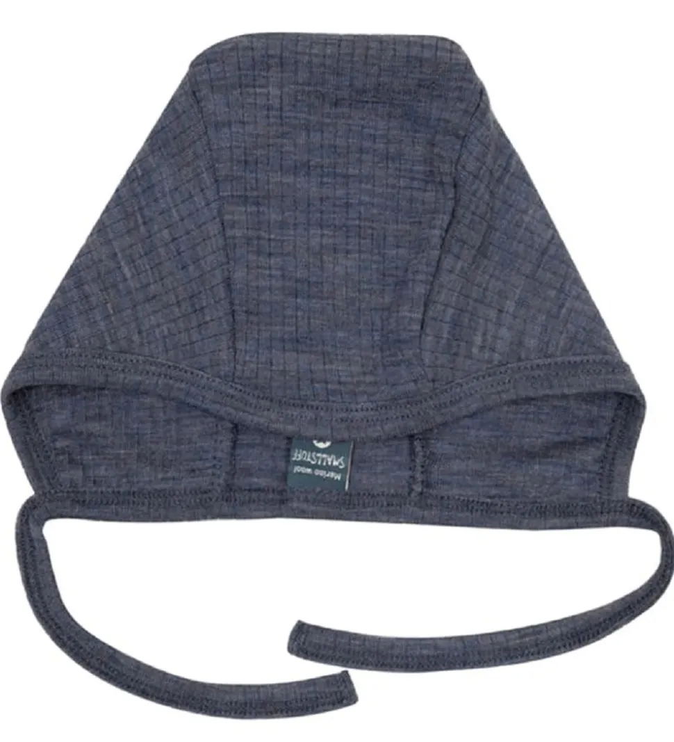 Smallstuff Babyhjelm - Uld - Denim Melange
