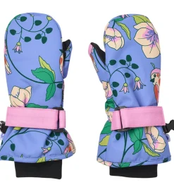 Småfolk Luffer - Purple Delight m. Fugle/Blomster