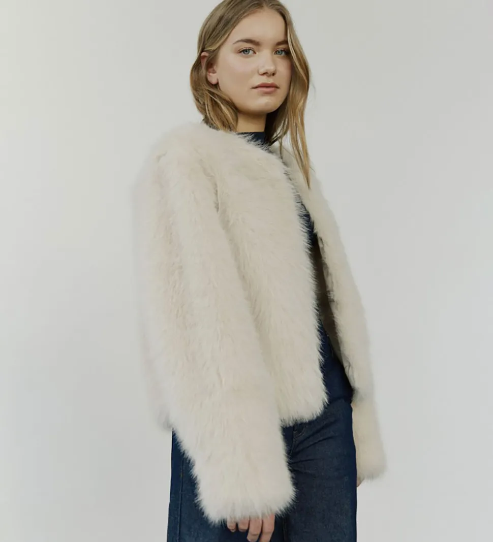 Sofie Schnoor Jakke - Imiteret Pels - FullaSY - Light Grey