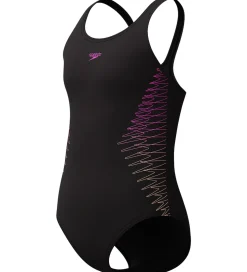 Speedo Badedragt - Placement Muscleback - Sort/Fersken