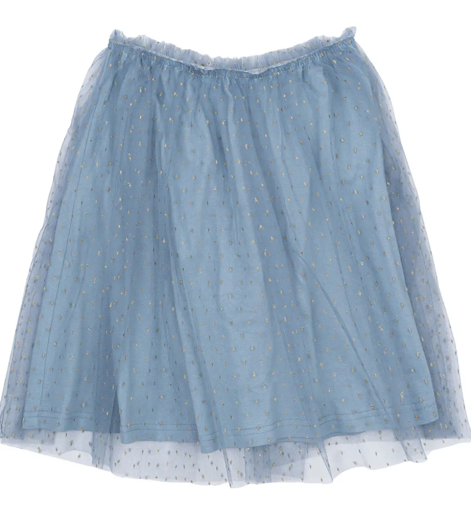 The New Nederdel - Tyl - TnNarice - Ashley Blue/Gold m. Guldprik