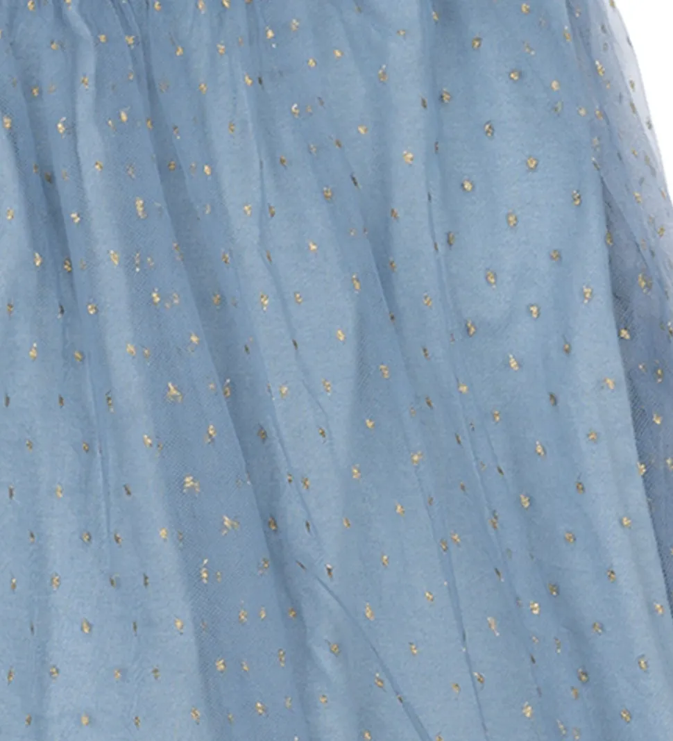 The New Nederdel - Tyl - TnNarice - Ashley Blue/Gold m. Guldprik