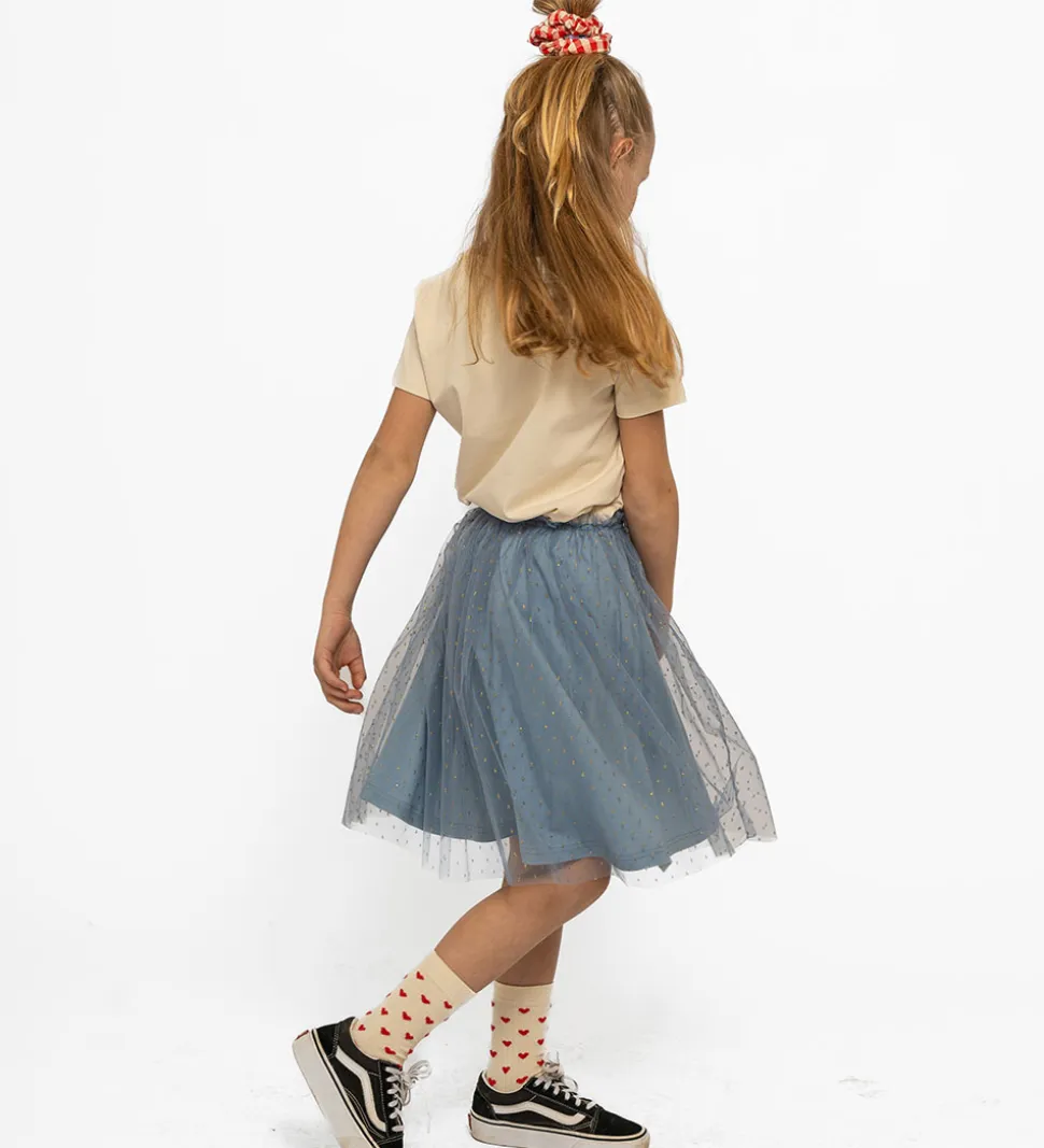 The New Nederdel - Tyl - TnNarice - Ashley Blue/Gold m. Guldprik