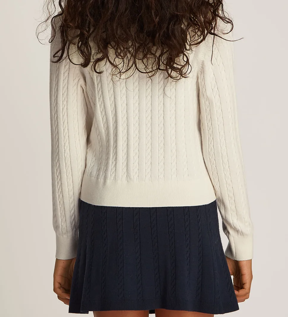 Tommy Hilfiger Cardigan - Strik - Mini Cable - Ivory Petal
