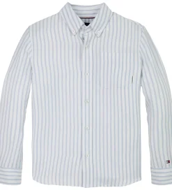 Tommy Hilfiger Skjorte - Hør - Linen Blend - Breezy Blue Stripe