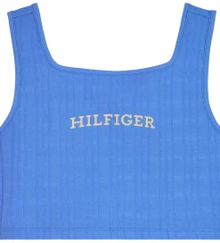 Tommy Hilfiger Top - Cropped - Rib - Blue Spell m. Hvid