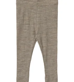 Wheat Leggings - Uld/Silke - Rib - Agi - Khaki Melange