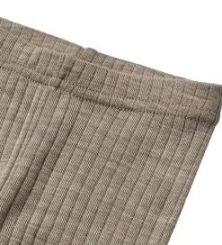 Wheat Leggings - Uld/Silke - Rib - Agi - Khaki Melange