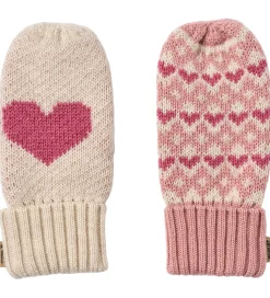 Wheat Luffer - Uld - Jacquard - Haansi - Rose m. Hjerter