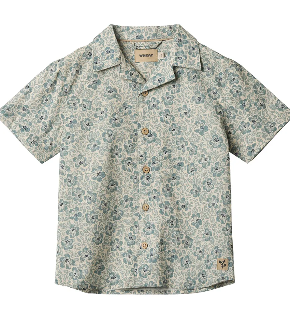 Wheat Skjorte k/æ - Anker - Aqua Hawaii Flowers