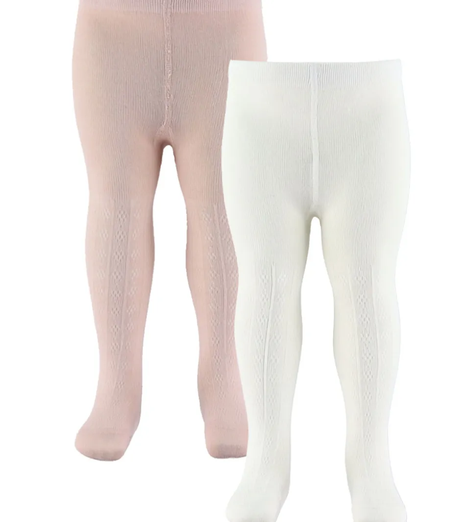 Wheat Strømpebukser - Pointelle - Izzy - 2-pak - Powder m. Hulmø